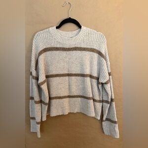 Olivaceous Cream and Brown Striped Sweater